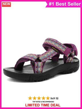 Women's Hiking Sandals Quick-Dry Water Sandals Arch Support Hook & Loop Sport